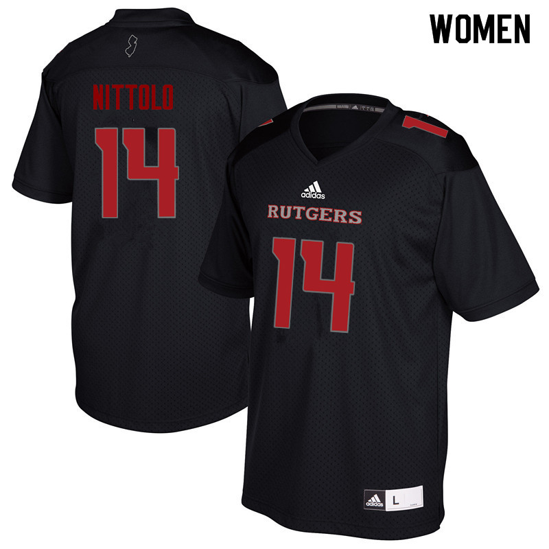 Women #14 Rob Nittolo Rutgers Scarlet Knights College Football Jerseys Sale-Black - Click Image to Close